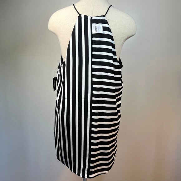 NEW EXPRESS Barcelona Cami Black and White Striped Reversible V-Neck Tank Top L - Picture 5 of 11